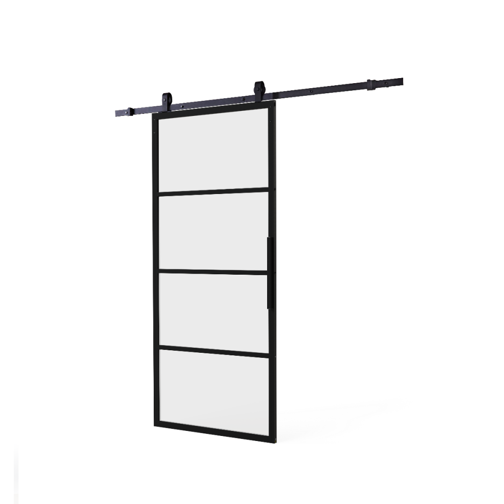 Intersteel DIY schuifdeur Cubo incl. mat glas 2150mm + zwart ophangsysteem Basic Top