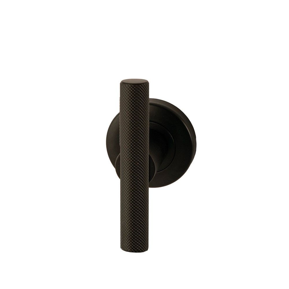 Deurkruk T-model Mila op rond rozet - PUURzwart