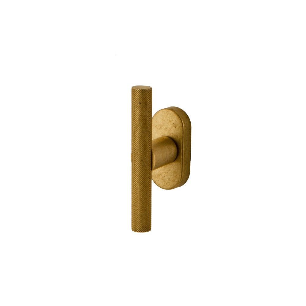 Raamkruk draaikiep T-model Mila ovaal - messing getrommeld