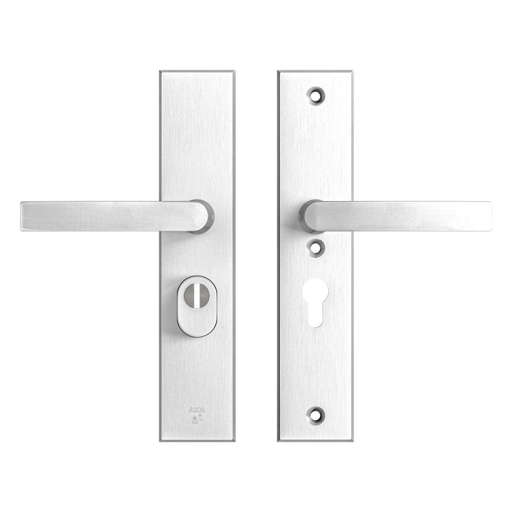 AXA veiligheidsbeslag achterdeur Edge Plus rechthoekig schild Blok kruk/kruk PC55 met kerntrekbeveiliging SKG3 - aluminium
