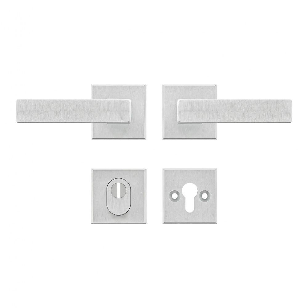 AXA set veiligheidsbeslag achterdeur vierkant kruk/kruk met kerntrekbeveiliging SKG3 - aluminium