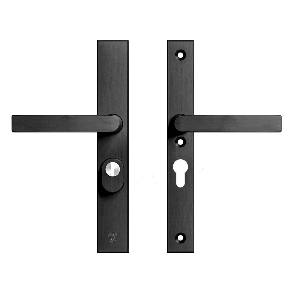 AXA veiligheidsbeslag achterdeur Edge Plus rechth. smalschild Blok kruk/kruk PC55 met kerntrekbeveiliging SKG3 - aluminium/zwart