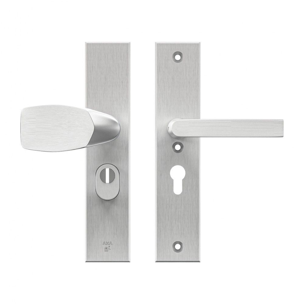 AXA veiligheidsbeslag voordeur Edge Plus rechthoekig Wing knop/Blok-kruk PC55 met kerntrekbeveiliging SKG3 - aluminium
