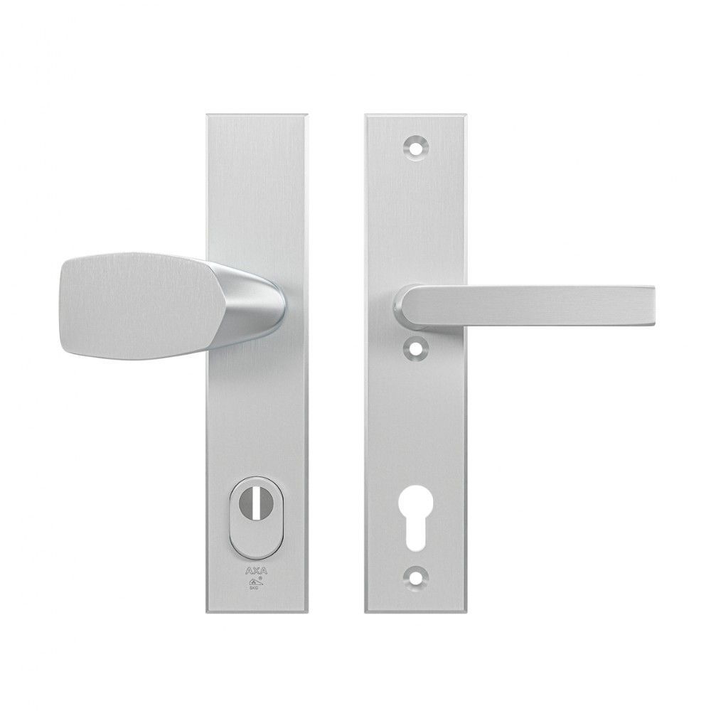 AXA veiligheidsbeslag voordeur Edge Plus rechthoekig Wing knop/Blok-kruk PC92 met kerntrekbeveiliging SKG3 - aluminium