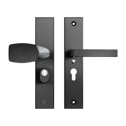 AXA veiligheidsbeslag voordeur Edge Plus rechthoekig Wing knop/Blok-kruk PC55 met kerntrekbeveiliging SKG3 - aluminium/zwart