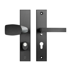 AXA veiligheidsbeslag voordeur Edge Plus rechthoekig Wing knop/Blok-kruk PC72 met kerntrekbeveiliging SKG3 - aluminium/zwart