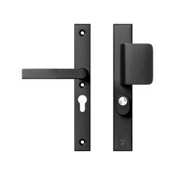 AXA veiligheidsbeslag voordeur Edge Plus rechth. smalschild D-knop/Blok-kruk PC55 met kerntrekbeveiliging SKG3 - aluminium/zwart