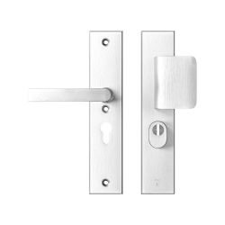 AXA veiligheidsbeslag voordeur Edge Plus rechthoekig schild D-knop/Blok-kruk PC55 met kerntrekbeveiliging SKG3 - aluminium