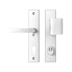 AXA veiligheidsbeslag voordeur Edge Plus rechthoekig schild D-knop/Blok-kruk PC92 met kerntrekbeveiliging SKG3 - aluminium