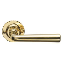 Deurkruk TIMELESS 1925GRR50 geveerd op rozet - messing ongelakt