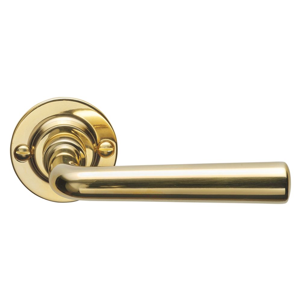 Deurkruk TIMELESS 1925GRR50 geveerd op rozet - messing ongelakt