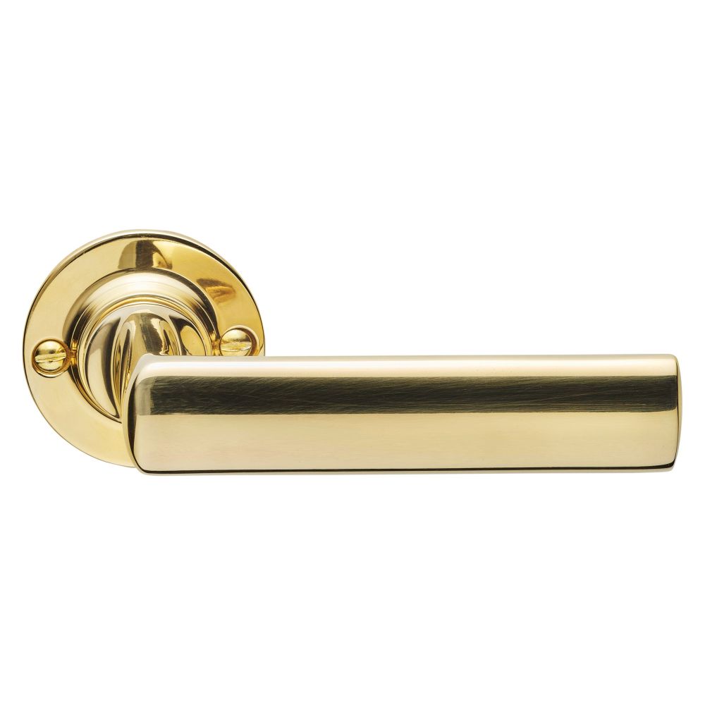 Deurkruk TIMELESS 1929GRR50 geveerd op rozet - messing ongelakt