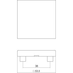 Intersteel Afdekrozet vierkant verdekt 53x53x8mm met nokken - RVS