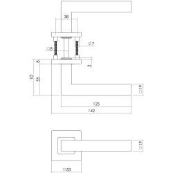Intersteel Deurkruk Vierkant op vierkant rozet dubbel geveerd - RVS