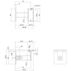 Intersteel Leuninghouder zwaar vierkant hol zadel - RVS