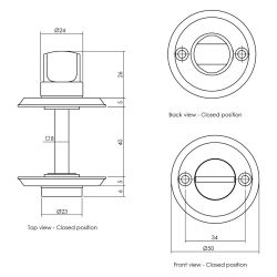 Intersteel Rozet met toilet-/badkamersluiting schroefgat 50x5mm - messing gelakt