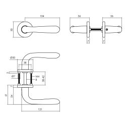 Intersteel Deurkruk Merredin op rozet - aluminium/zwart