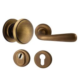 Voordeurset Pragma/Silvia 3-delig rechtswijzend - mat brons