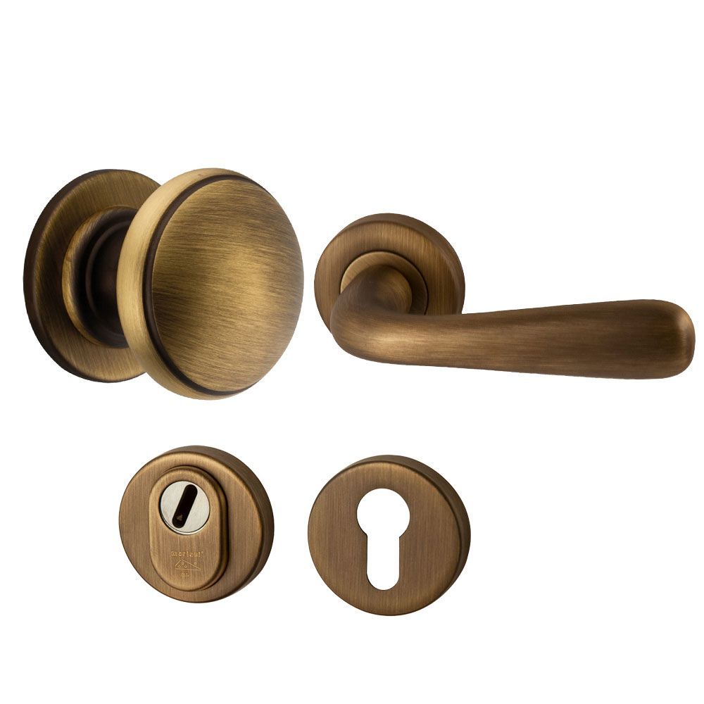 Voordeurset Pragma/Silvia 3-delig rechtswijzend - mat brons