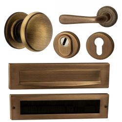 Voordeurset Silvia compleet links - mat brons