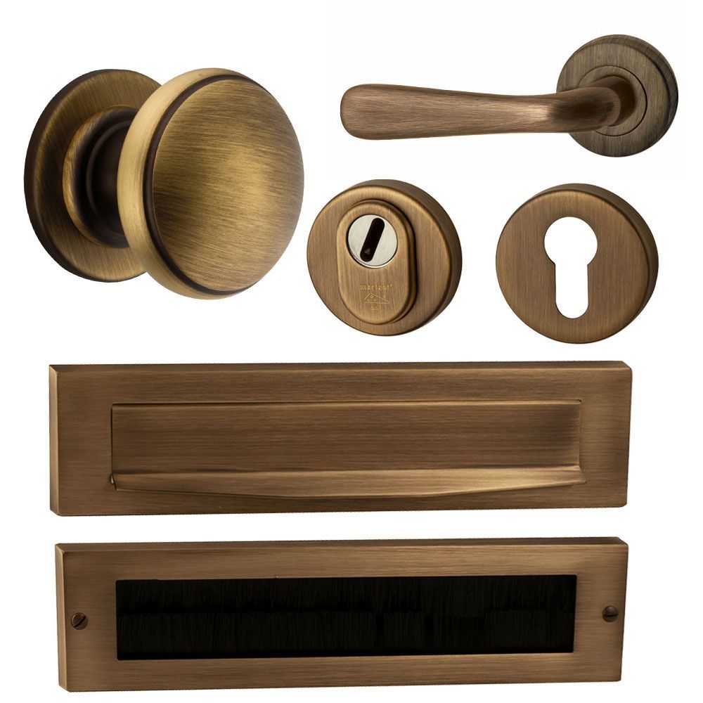 Voordeurset Silvia compleet links - mat brons