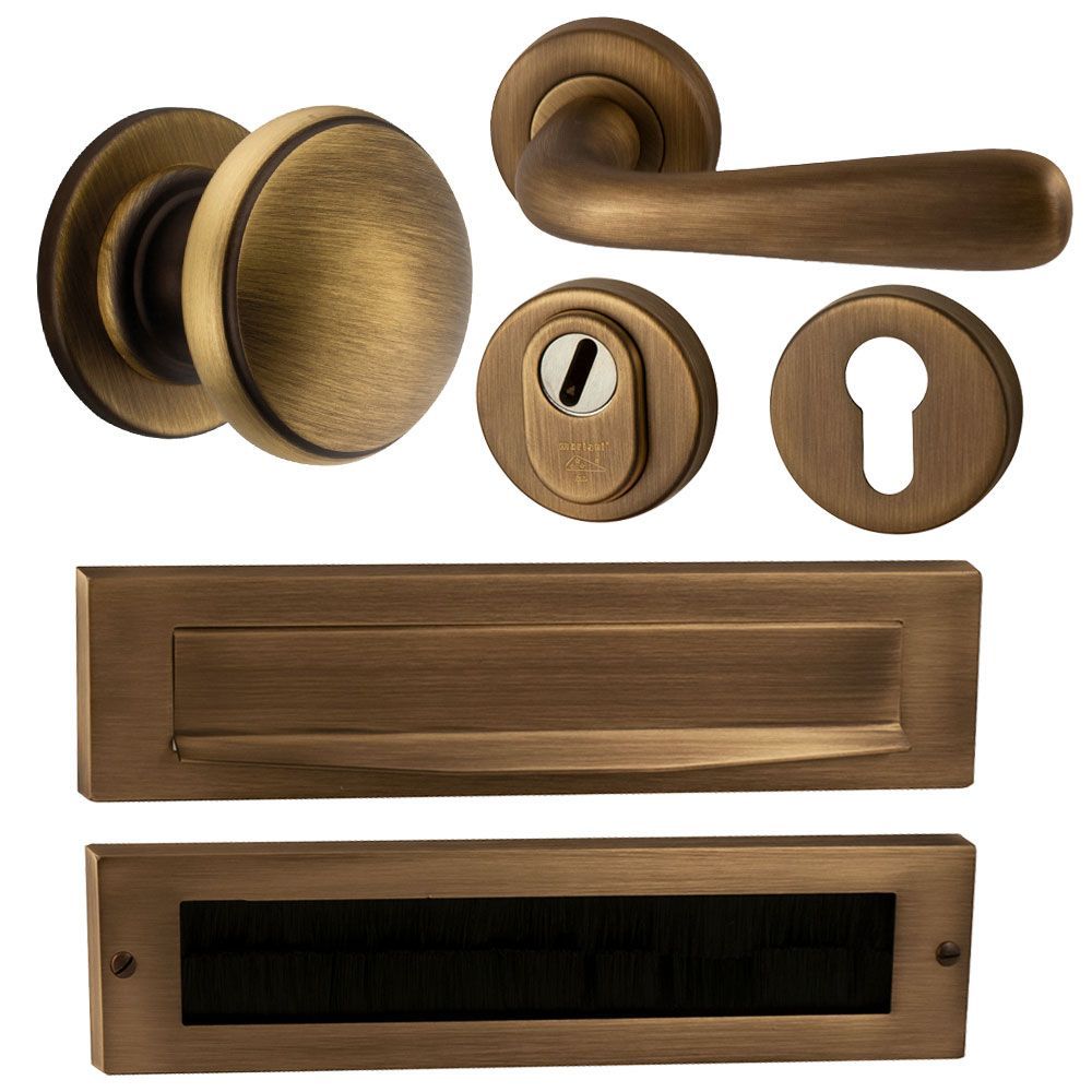 Voordeurset Silvia compleet rechts - mat brons