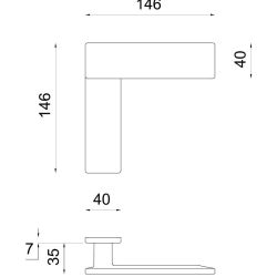 Deurkruk DUE op langschild blind - mat chroom