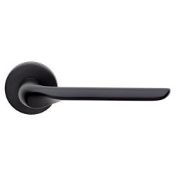 Deurkruk Chop op rond rozet - mat zwart