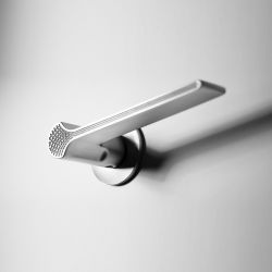 Deurkruk Ginkgo Biloba op rond rozet - mat chroom