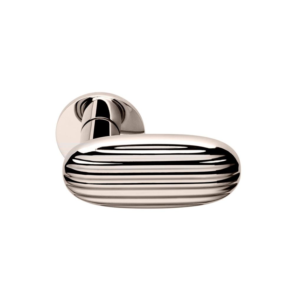 Deurkruk Madeleine op rond rozet - glans nikkel