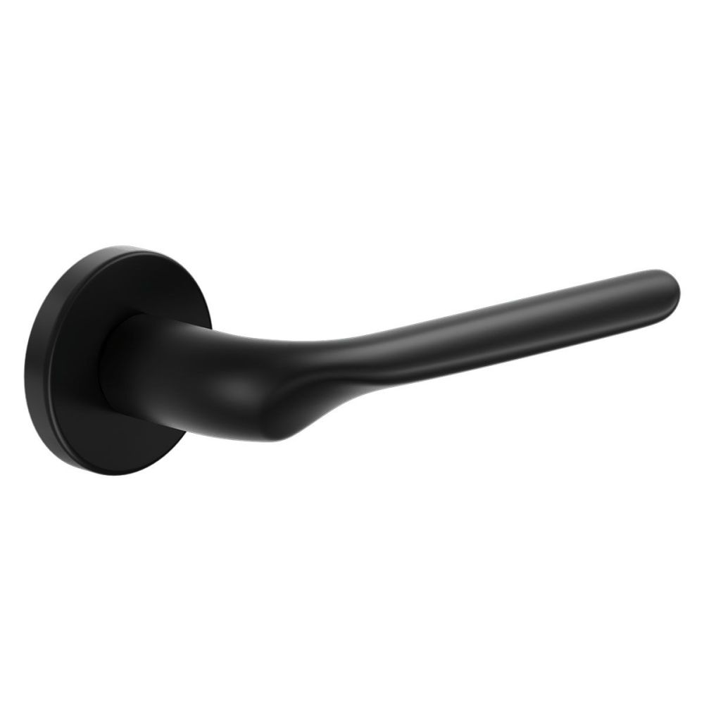 Deurkruk Chop op rond rozet - mat zwart