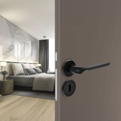 Deurkruk Chop op rond rozet - mat zwart