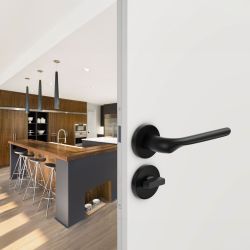 Deurkruk Chop op rond rozet - mat zwart