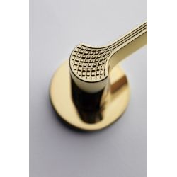 Deurkruk Ginkgo Biloba op rond rozet - PVD warm goud