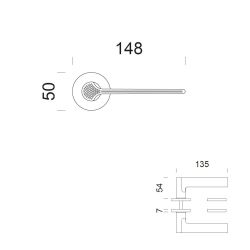 Deurkruk Ginkgo Biloba op rond rozet - mat chroom