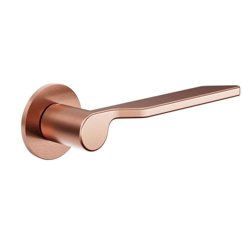 Deurkruk Levante op rond rozet - PVD koper