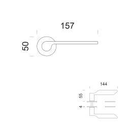 Deurkruk Levante op rond rozet - mat chroom