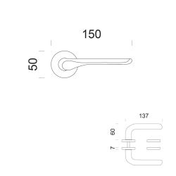 Deurkruk Chop op rond rozet - mat brons