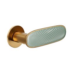 Deurkruk Dune op rond rozet - PVD warm goud/mint