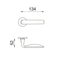 Deurkruk Viva! op rond rozet - messing getrommeld
