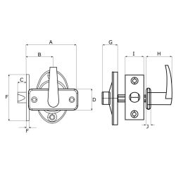 Insteekgrendel voor WC-deur met sluitplaat lengte 70mm - zilvergrijs