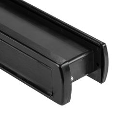 AXA briefplaat met tochtklep en schacht Curve Plus deurdikte tot 72mm. - aluminium/zwart geslepen