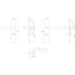 Intersteel Deurkruk Jura hoek 90° rechthoekig schild met toilet-/badkamersluiting 63/8mm (klein krukgat) EN1906/4 - RVS