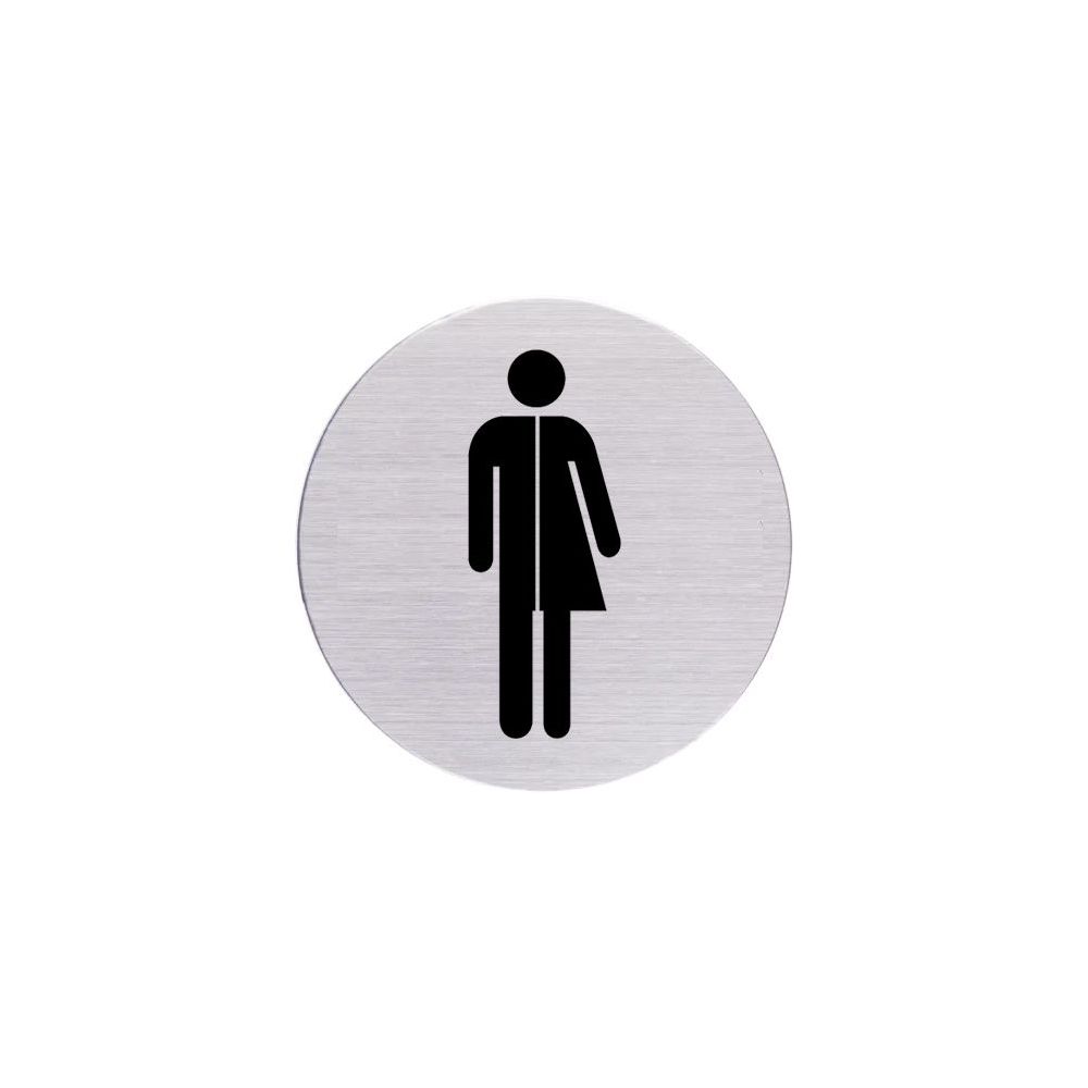Pictogram zelfklevend rond damestoilet RVS