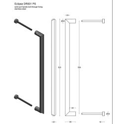 Greep David Rockwell ECLIPSE DR501 PS incl. doorgaande bevestiging - PVD mat zwart
