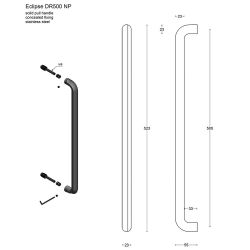 Greep David Rockwell ECLIPSE DR500 NP incl. niet-doorgaande bevestiging - PVD mat goud