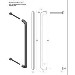 Greep David Rockwell ECLIPSE DR500 PS incl. doorgaande bevestiging - PVD mat zwart