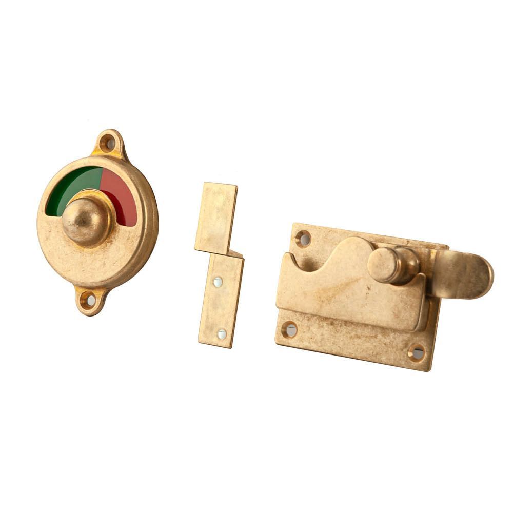 Toiletoverslag recht groen/rood - messing getrommeld