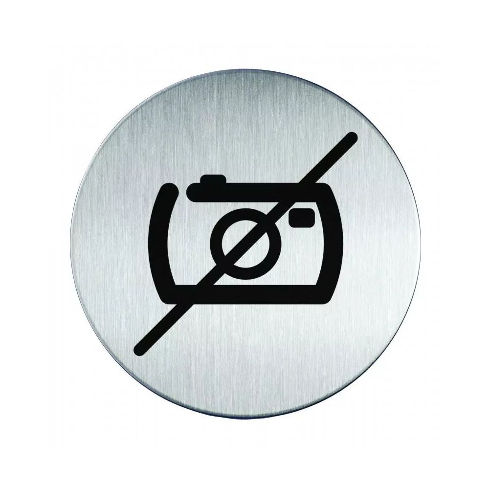 Pictogram zelfklevend rond geen foto's RVS