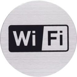 Pictogram zelfklevend rond WiFi RVS